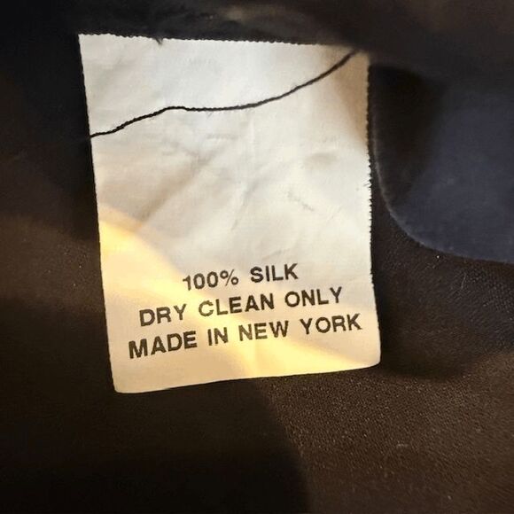 Nili Lotan 100% Silk Navy Blue Blouse Ruffle Neck Button Up Back Size Medium - Picture 8 of 12